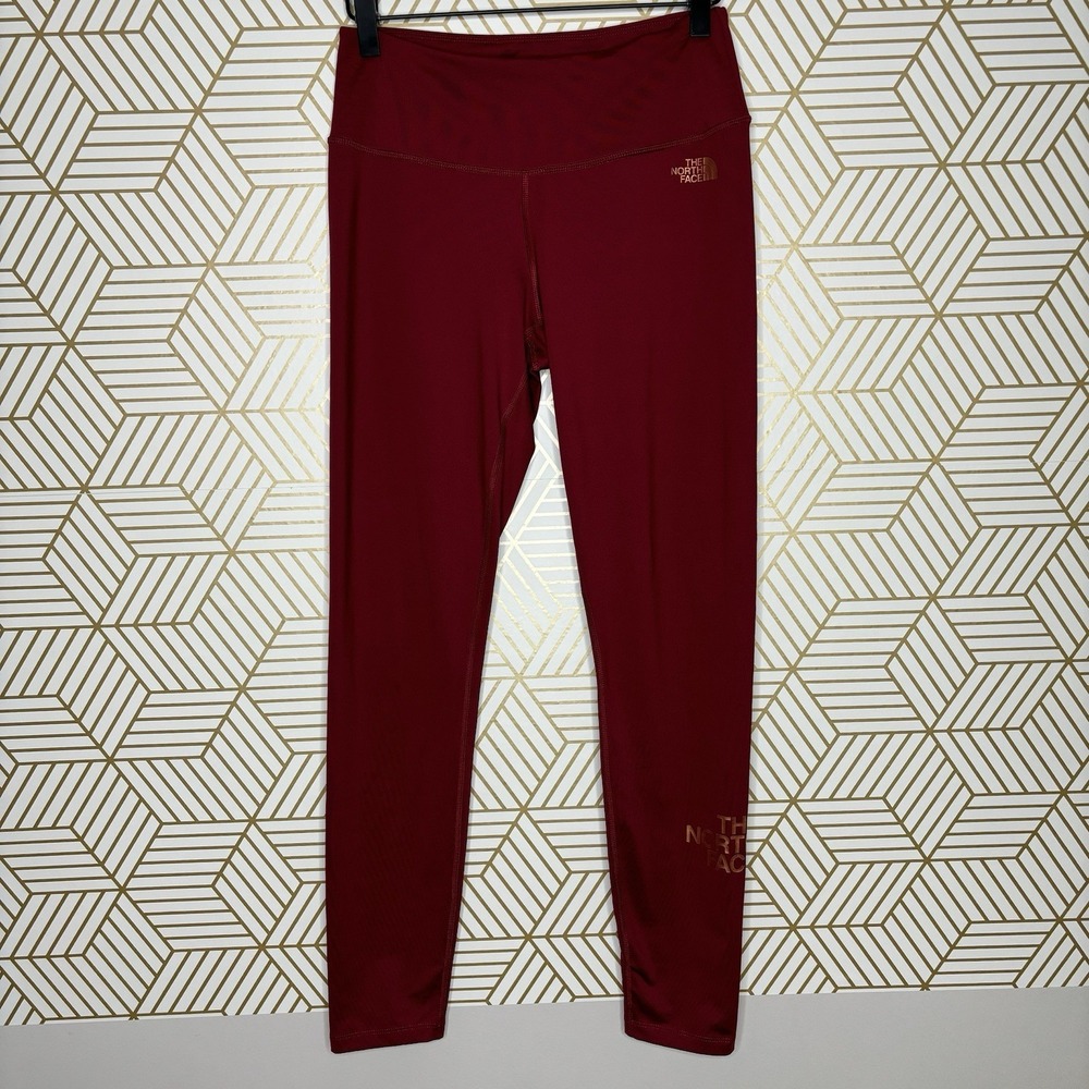The North Face Flash Dry Tights Womens Medium Maroon Mid-Rise Graphic Running
